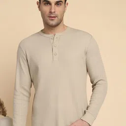 Alan Jones Men Self Design Henley Neck T-shirt image 1