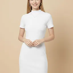 Mast & Harbour Women Mock Neck Short Sleeves Bodycon Dress-picture-39