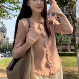 KPOP Women Cardigan with Applique Detail-picture-13