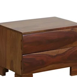 GLOBALLY INDIAN Brown Wooden Rectangle Bedside Table image 2