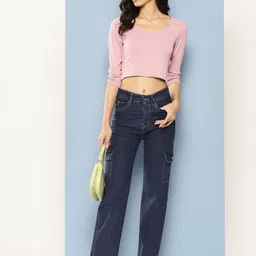 CORSICA Women Blue Cotton Stretchable Jeans-image-84