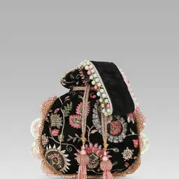 Anouk Embroidered Tasselled Potli Clutch image 4
