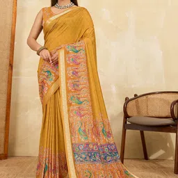 all about you Kalamkari Printed Woven Design Zari Saree-picture-38
