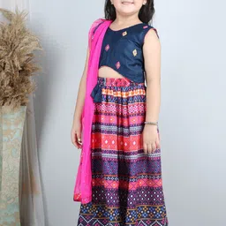 Here&Now X Kinder Kids Girls Printed Ready to Wear Lehenga & Blouse With Dupatta image 4