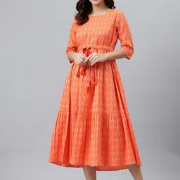 Badrika Women Print Fit & Flare Midi Dress-picture-24