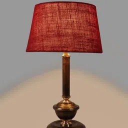foziq Coffee Brown & Maroon Textured Table Lamp image 3