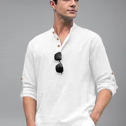 BHUVIKOO Mandarin Collar Roll Up Sleeves Kurta-picture-25