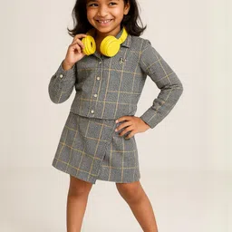 TALES & STORIES Kids-Girls Pure Cotton Checked Co-Ords-picture-15