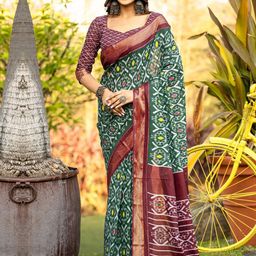 Anouk Rustic Ethnic Motifs Zari Ikat Saree-picture-16