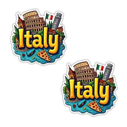 GIFTODAY Set Of 2 Italy Print Decorative Magnets-image-88