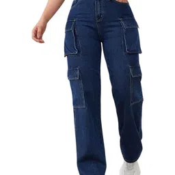 DressBerry Women Comfort Wide Leg High-Rise Acid Wash Stretchable Jeans-picture-16