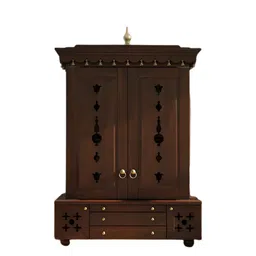 dzyn furnitures Omkaram Brown Pooja Mandap With Door-picture-57