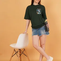 Kasendra Women Pack of 2 Bugs Bunny Graphic Printed Round Neck Relaxed Fit T-shirts image 3