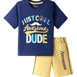 Honeyhap Boys Graphic Printed Pure Cotton T-shirt & Shorts Night Suit-image-69