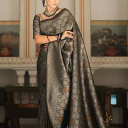 KALINI Woven Design Zari Silk Blend Banarasi Saree-picture-33