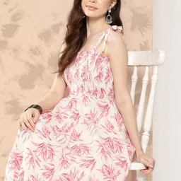 CORSICA Women Floral Printed Smocked Fit & Flare Midi Dress-image-78