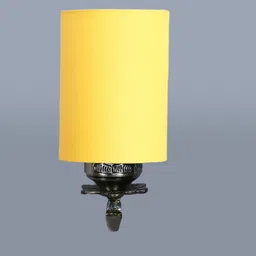 Devansh Yellow & Gold Toned Antique Wall Lamp With Cotton Conical Shade image 3