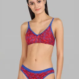 samvar Women Red Cotton Bra Panty Set for Lingerie Set Undergarments Pack of 1-picture-19