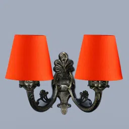 Devansh Orange Dual Antique Wall Lamp With Cotton Shade image 2