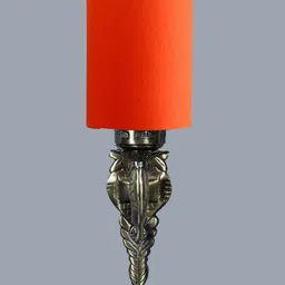 Devansh Antique Orange-Colored & Gold-Toned Wall Lamp With Textured Cotton Conical Shade image 3