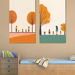 nestroots Children's Joyful Outdoor Playtime Canvas 2 Pcs Paintings Wall Art - 24x48In image 1