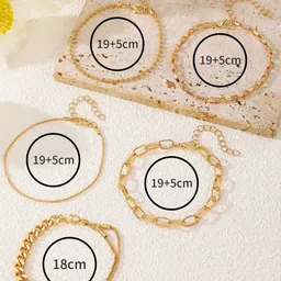 Jewels Galaxy Set Of 5 Gold-Plated Charm Bracelet image 5