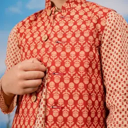 VASTRAMAY Boys Floral Printed Regular Kurta with Pyjamas image 2