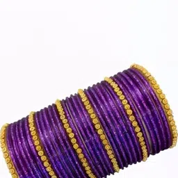 LLL FASHION Set Of 2 Purple Glass Artificial Stones Bangle image 2