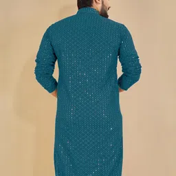 shreeram Men Blue Straight Viscose Rayon Kurtas image 2