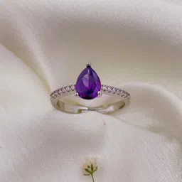 ISHKAARA Rhodium-Plated Drop Crystal Finger Ring-image-72