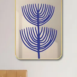 Myntra Elegant Homes Cream-Coloured & Blue Wood Abstract Wall Art image 3