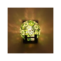 1ST TIME Green & Green Printed Wood Spherical Shaped Wall Lamp image 2