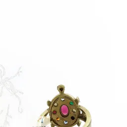 R G MART Unisex Kachua Navratan Adjustable Brass Gold Plated Ring image 5