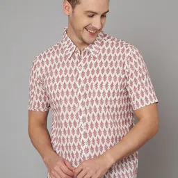 JAPER KURTI Relaxed Floral Printed Spread Collar Pure Cotton Shirt-image-43