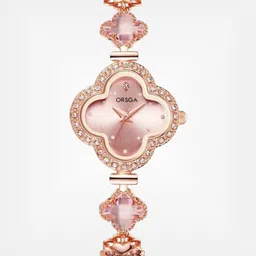 ORSGA Women Dial & Stainless Steel Bracelet Style Straps Analogue Watch OL-9909-CLOVER-PNK-picture-25