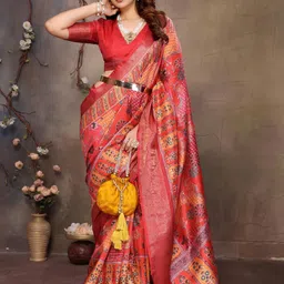 ALAGINI Woven Design Ethnic Motifs Printed Zari Saree-picture-8