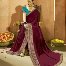 Mitera Embroidered Poly Georgette Saree image 4