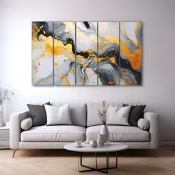 The Castle Decor Black & Yellow 5 Piece Wood Other Wall Paintings-image-36