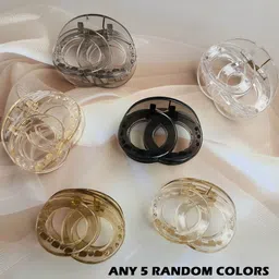 DIVASTRI Women Set of 5 Transparent & Tinted Oval Hair Claw Clips image 4