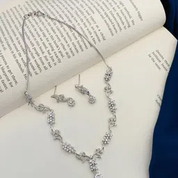 anouk Sophisticated Women Silver Plated Western American Diamond Necklace Set-picture-29