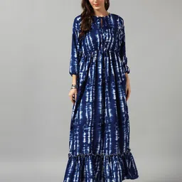Femvy Tie & Dye Dyed Gathered Or Pleated Maxi Dress-image-28