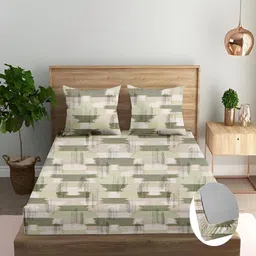 Trance Home Linen Green & Beige Printed 180 TC Queen Bedsheet Sets - 1.83 m x 1.52 m-image-45