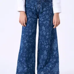 Ed-a-Mamma Girls Printed Wide Leg Pure Cotton Stretchable Jeans-image-37