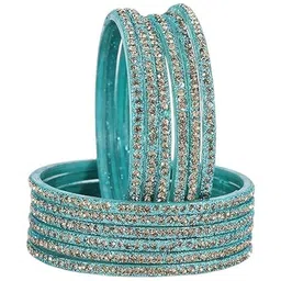 THE COMFORT Set Of 12 Zircon Gemstones-Studded Glass Bangles-picture-10