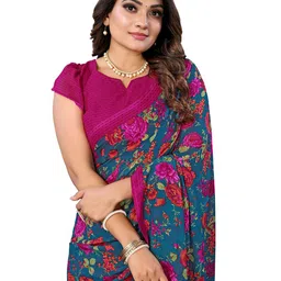 Moda Rapido Floral Poly Georgette Saree image 3