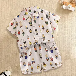 FOREVER FRIDAY Boys Printed Short Sleeves Pure Cotton Shirt With Shorts-picture-19