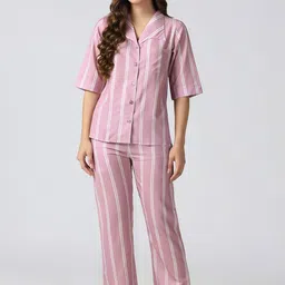 House of Comfort Women Striped Night suit-picture-29