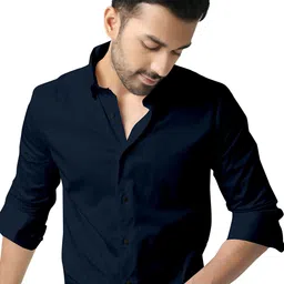 EARNSHAW Men Solid Spread Collar Cotton Casual Shirt-picture-28