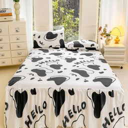 JC HOME White & Black Typography 140 TC King Bedsheet with 2 Pillow Covers-picture-25