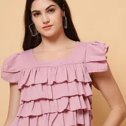 ROSEMELON Layered Crepe Tiered Crop Top image 1